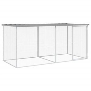 vidaXL Cage &agrave; poulets avec toit gris clair 203 x 98 x 90 cm en acier galvanis&eacute;