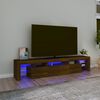 vidaXL Meuble TV avec lumi&egrave;res LED Ch&ecirc;ne marron 200x36,5x40 cm