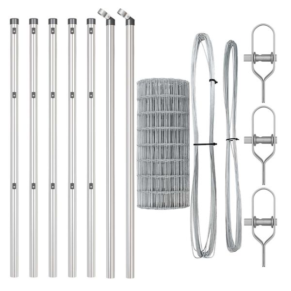 vidaXL Cl&ocirc;ture avec poteau Argent&eacute; 0,4 x 25 m Acier et PVC