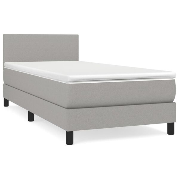 vidaXL Sommier &agrave; lattes de lit avec matelas Gris clair 80x200 cm Tissu