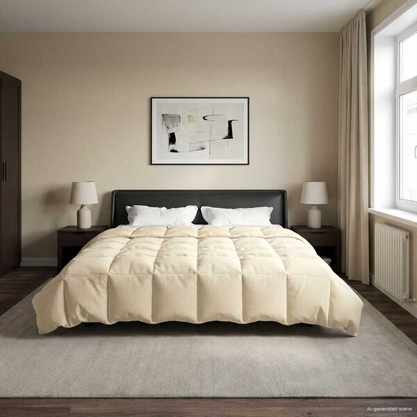 vidaXL Duvet d'&eacute;t&eacute; simple Matelass&eacute; Cr&egrave;me 200 x 220 cm Microfibre