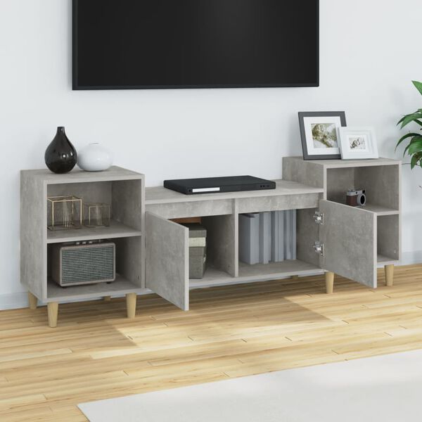vidaXL Meuble TV Gris béton 160x35x55 cm Bois d'ingénierie