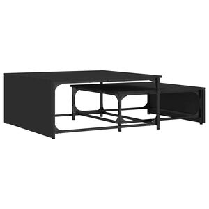 vidaXL Tables basses gigognes 2 pcs noir bois d'ing&eacute;nierie et m&eacute;tal