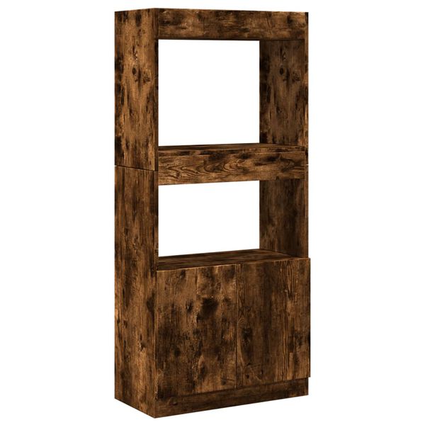 vidaXL Buffet haut ch&ecirc;ne fum&eacute; 63x33x140 cm bois d'ing&eacute;nierie