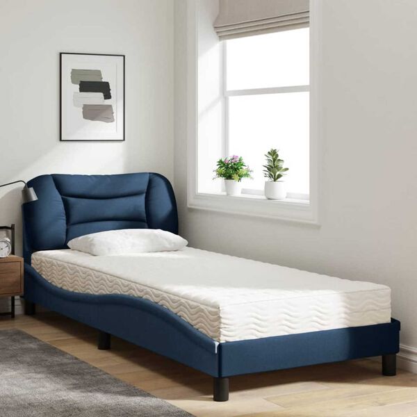 vidaXL Lit avec matelas Hvar bleu 80x200 cm tissu
