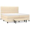 vidaXL Sommier &agrave; lattes de lit avec matelas Cr&egrave;me 200x200 cm Tissu
