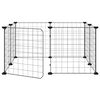 vidaXL Cage pour animaux de compagnie &agrave; 8 panneaux avec porte, noire, 35 x 35 cm, acier