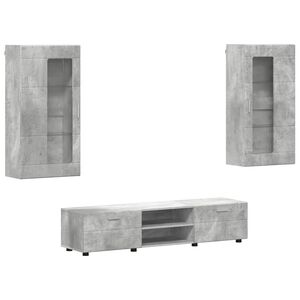 vidaXL Ensemble meuble TV FLORIN 3 pcs Gris b&eacute;ton Bois d'ing&eacute;nierie