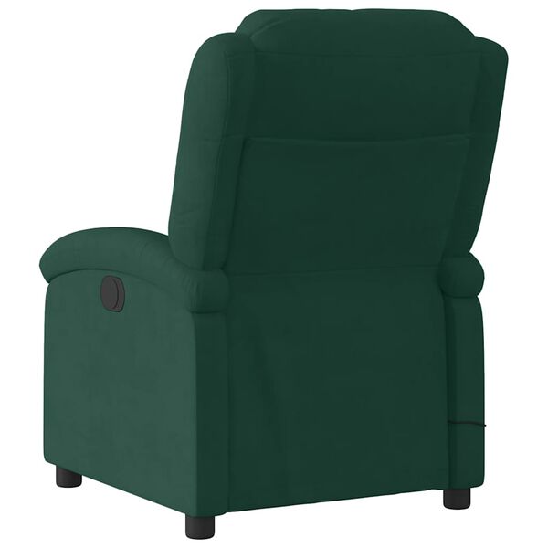 vidaXL Fauteuil inclinable de massage vert fonc&eacute; velours