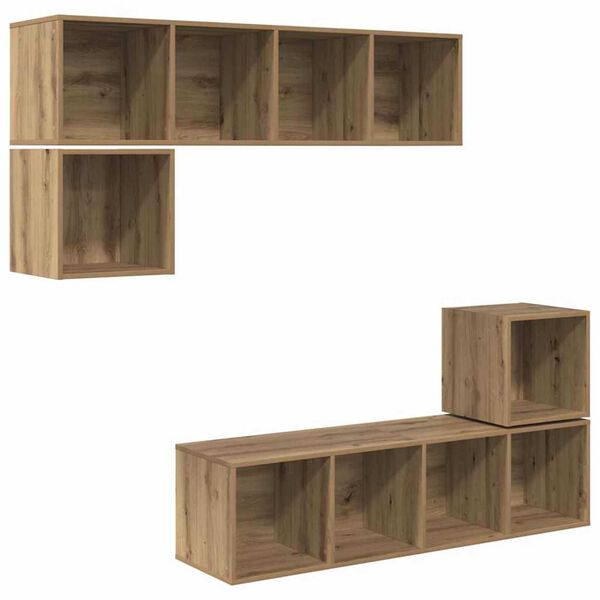 vidaXL Ensemble meuble TV 4 pcs Ch&ecirc;ne artisanal Bois d'ing&eacute;nierie
