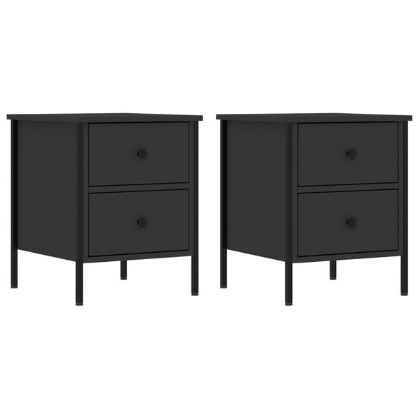 vidaXL Tables de chevet 2 pcs noir 40x42x50 cm bois d&rsquo;ing&eacute;nierie