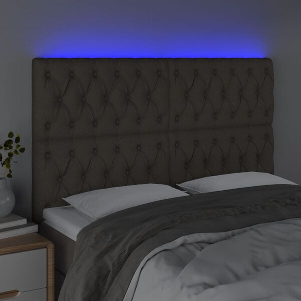 vidaXL T&ecirc;te de lit &agrave; LED Taupe 160x7x118/128 cm Tissu