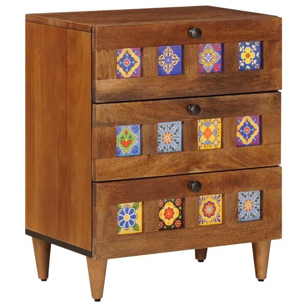 vidaXL Cabinet de chevet Marron 50 x 33 x 62 cm Bois de mangue massif
