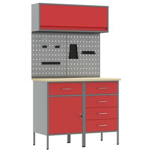 vidaXL Ensemble de placards de travail avec tiroir 5 pcs Rouge