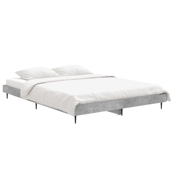 vidaXL Cadre de lit sans matelas gris b&eacute;ton 140x190 cm