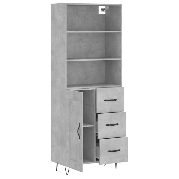 vidaXL Buffet haut Gris b&eacute;ton 69,5x34x180 cm Bois d'ing&eacute;nierie