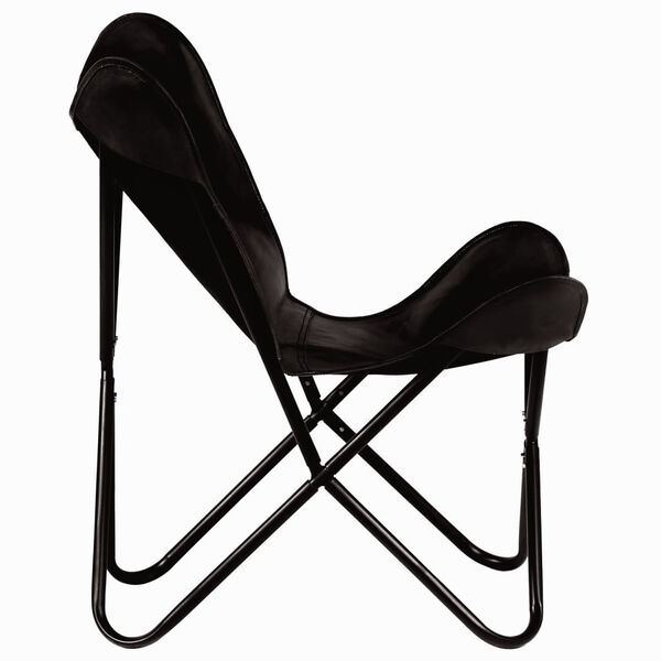 vidaXL Chaise papillon noir taille pour enfants cuir véritable