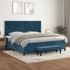 vidaXL Sommier &agrave; lattes de lit et matelas Bleu fonc&eacute; 200x200cm Velours