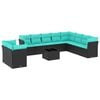 vidaXL Ensemble de canap&eacute; de jardin 11 pcs avec coussins noir r&eacute;sine tress&eacute;e