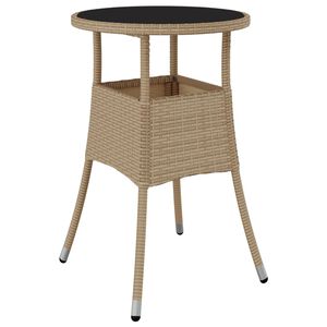 vidaXL Table de jardin &Oslash;60x75 cm Verre tremp&eacute;/r&eacute;sine tress&eacute;e Beige