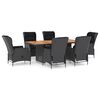 vidaXL Ensemble &agrave; manger d'ext&eacute;rieur 7pcs et coussins rotin gris fonc&eacute;