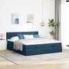 vidaXL Cadre de lit ottoman avec matelas bleu fonc&eacute; 200x200 cm velours