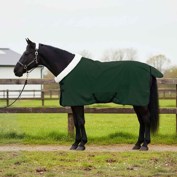 vidaXL Couverture &Eacute;quine Vert fonc&eacute; complet 155 cm Fleece polaire