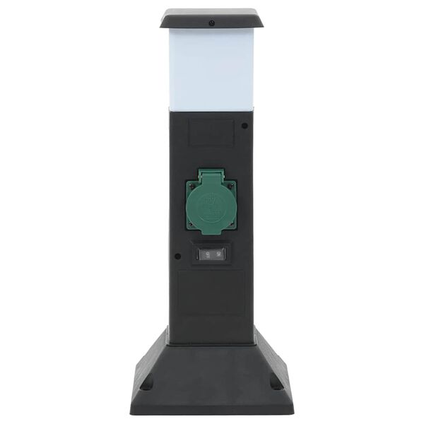 vidaXL Colonne de prise d'ext&eacute;rieur avec lampe et piquet &agrave; 2 voies