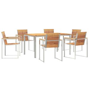 vidaXL Ensemble de salle &agrave; manger pour jardin 7 pcs Marron