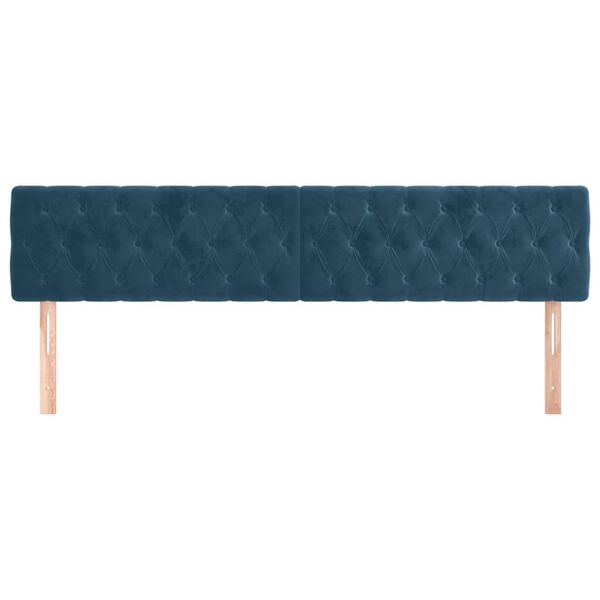 vidaXL T&ecirc;tes de lit Bleu fonc&eacute; 180 x 7 x 78/88 cm Velours