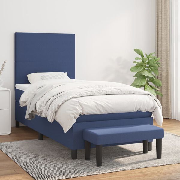 vidaXL Sommier &agrave; lattes de lit avec matelas Bleu 80x200 cm Tissu
