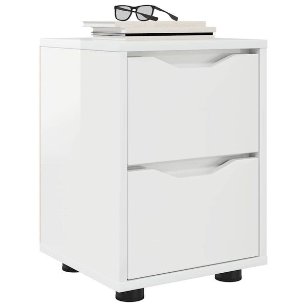 vidaXL Tables de chevet 2 pcs Blanc brillant 30,5 x 30 x 43 cm