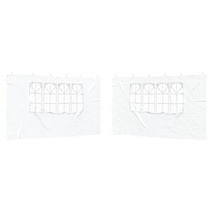 vidaXL Mur de tente de f&ecirc;te 2 pi&egrave;ces 400 x 195 cm Blanc PE et acier