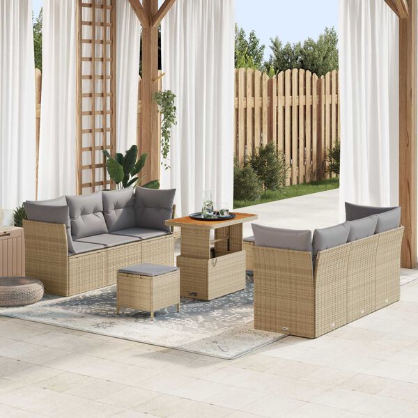 vidaXL Ensemble de canap&eacute; de jardin 9 pcs Beige et Gris clair