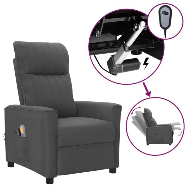 vidaXL Fauteuil &eacute;lectrique de massage Gris fonc&eacute; Tissu
