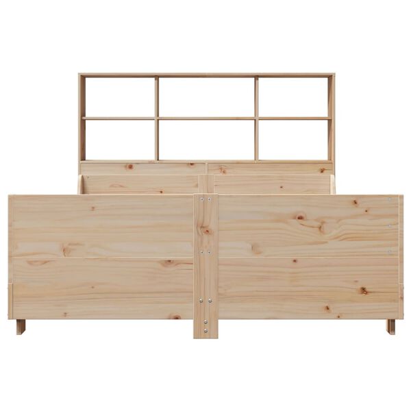 vidaXL Lit biblioth&egrave;que sans matelas 140x190 cm bois massif