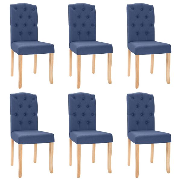vidaXL Chaises &agrave; manger lot de 6 bleu tissu