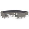vidaXL Salon de jardin 14 pcs avec coussins R&eacute;sine tress&eacute;e Gris