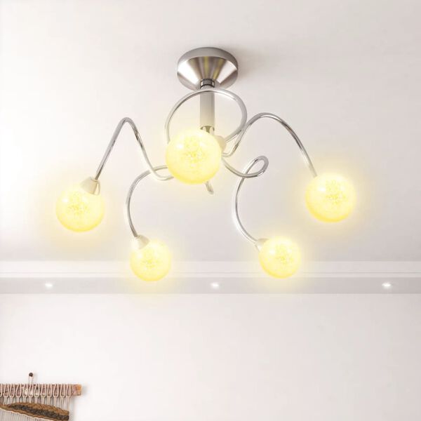 vidaXL Plafonnier avec abat-jour ronds en verre pour 5 LED G9