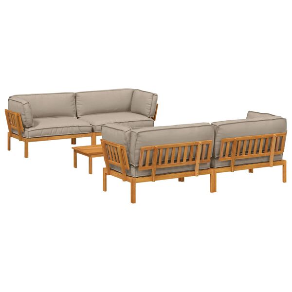 vidaXL Ensemble de Canap&eacute;s Uni 5 pcs Taupe Bois d'Acacia Massif