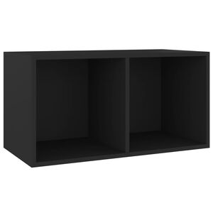 vidaXL Bo&icirc;te de rangement de vinyles Noir 71x34x36cm Bois d'ing&eacute;nierie