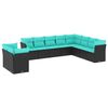vidaXL Salon de jardin 10 pcs avec coussins noir r&eacute;sine tress&eacute;e