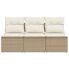 vidaXL Canap&eacute; de jardin avec coussins 3 places beige r&eacute;sine tress&eacute;e
