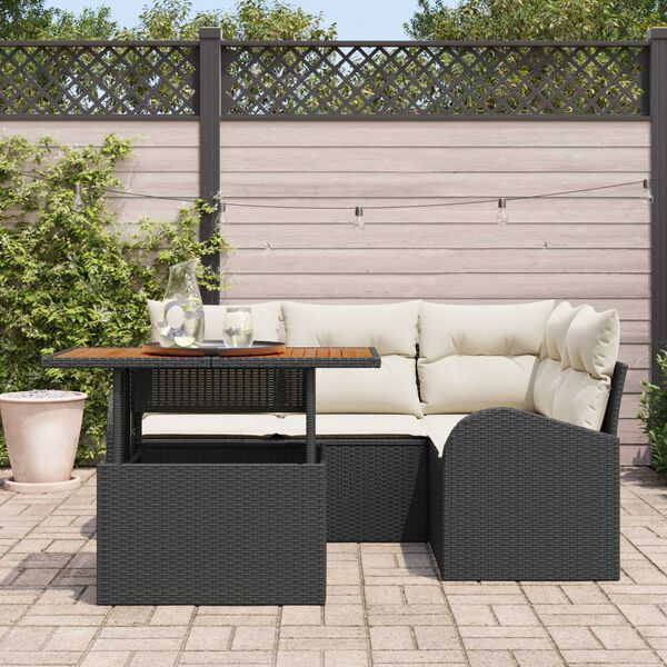vidaXL Ensemble de canap&eacute; de jardin 5 pcs Noir Poly rotin