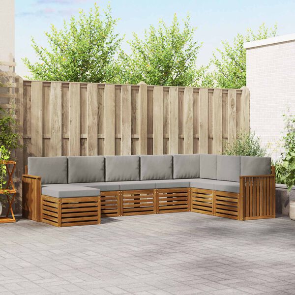 vidaXL Ensemble de canap&eacute; d'angle 8 pcs Gris Naturel et Clair