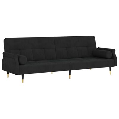 vidaXL Canapé-lit avec coussins noir velours