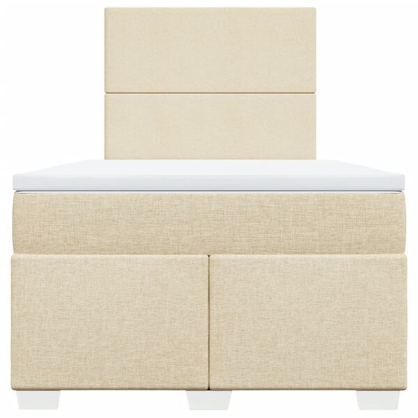 vidaXL Sommier &agrave; lattes de lit avec matelas Cr&egrave;me 120x200 cm Tissu