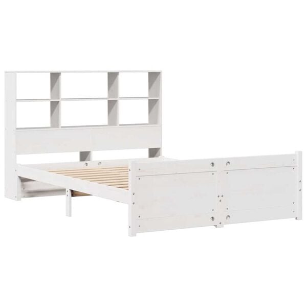 vidaXL Lit bibliothèque sans matelas blanc 120x200 cm bois pin massif