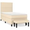vidaXL Sommier &agrave; lattes de lit avec matelas Cr&egrave;me 90x200 cm Tissu