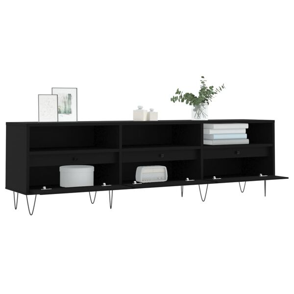 vidaXL Meuble TV noir 150x30x44,5 cm bois d'ing&eacute;nierie